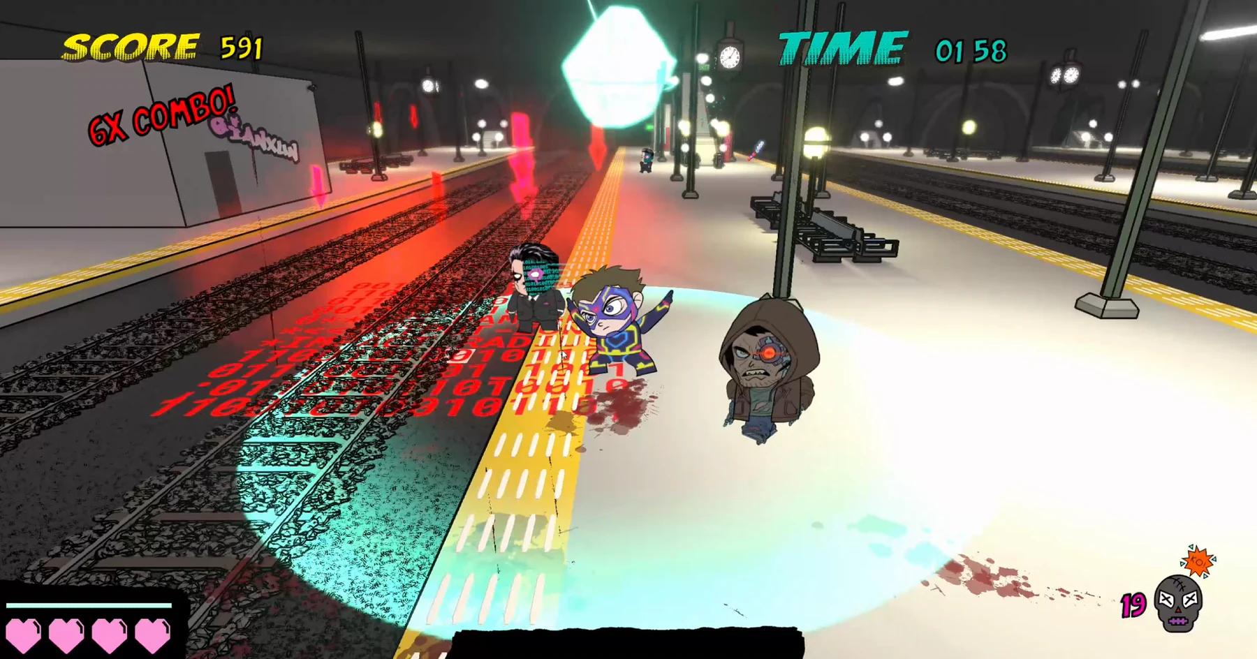 Ka-Pow City combat on a subway platform