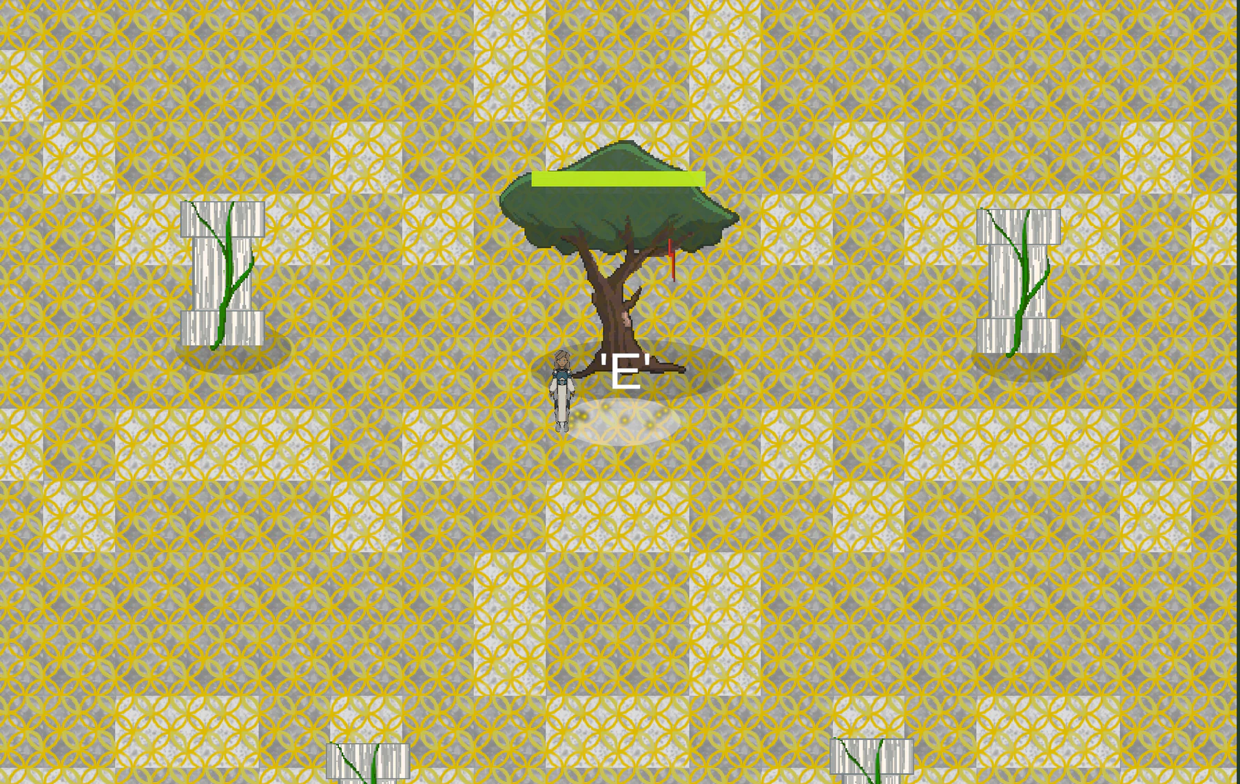 Top-down Sanctum gameplay showing the guardian defending the central evergreen